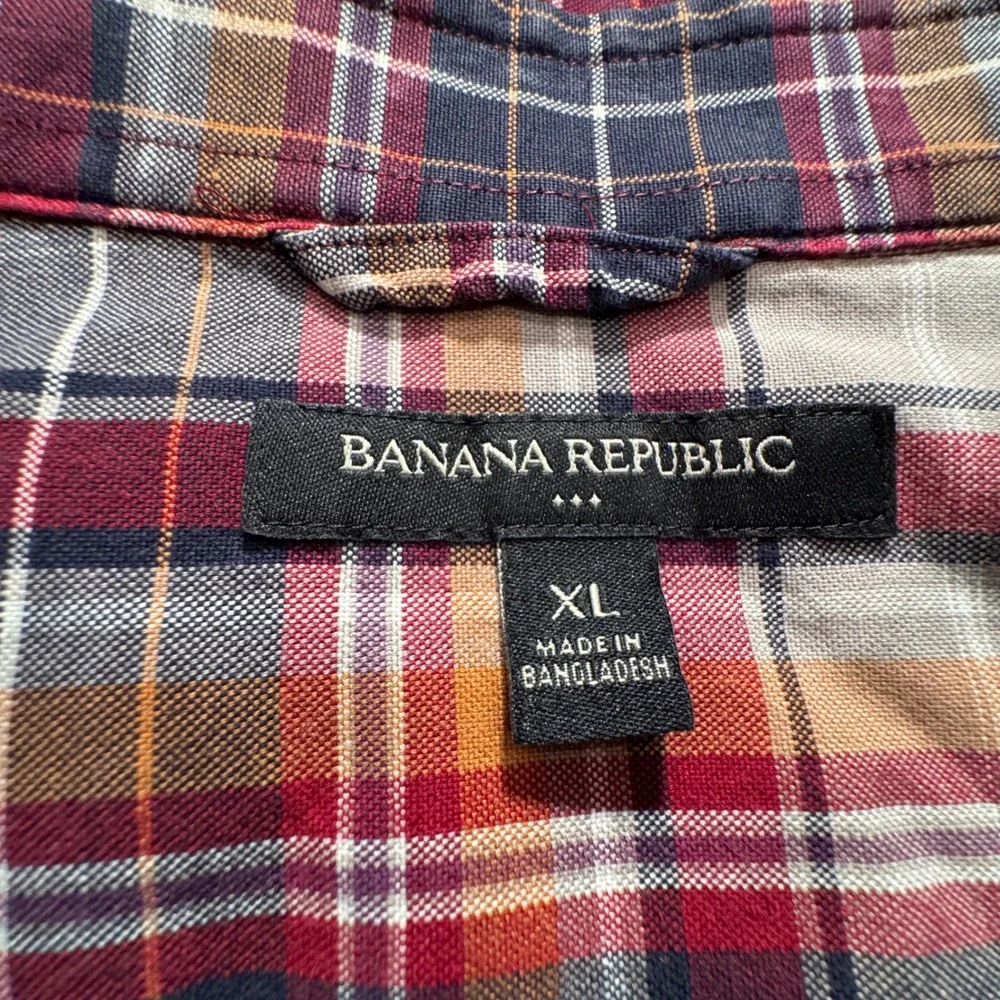 Banana Republic Shirt Mens XL Multicolor Plaid Cotton OCBD Long Sleeve Preppy